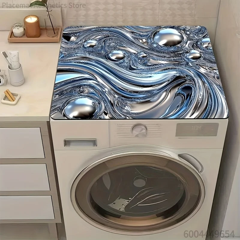 Protector para Lavadora y Secadora, Tapete para Secar Platos con Diseño Metálico en Espiral - Poliéster Resistente, Superficie Fácil de Limpiar