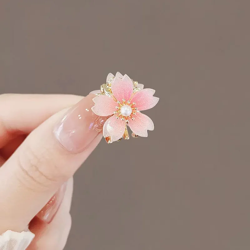 New Cute Sakura Small Hair Clips Sweet Flowers Hair Claw Women Girls Metal Mini Cherry Blossoms Hairpins Hair Accessories Gifts