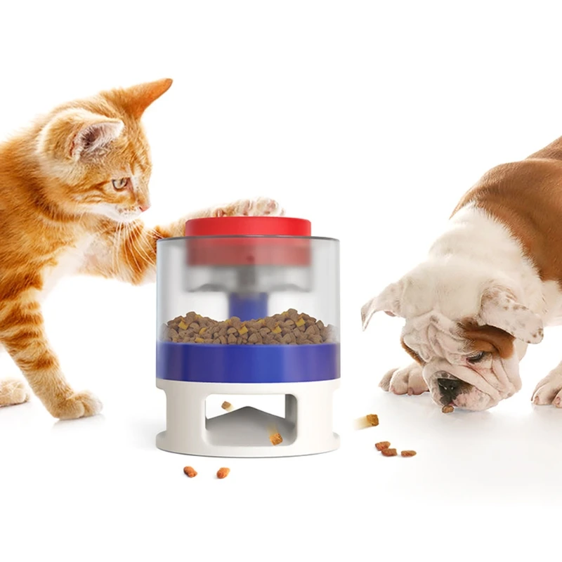 

Automatic Dog Feeder Dog Food Dispenser Interactive Button Trigger Dog Puzzle Treat Dispensing Toys Slow Feeder for Pet Cat