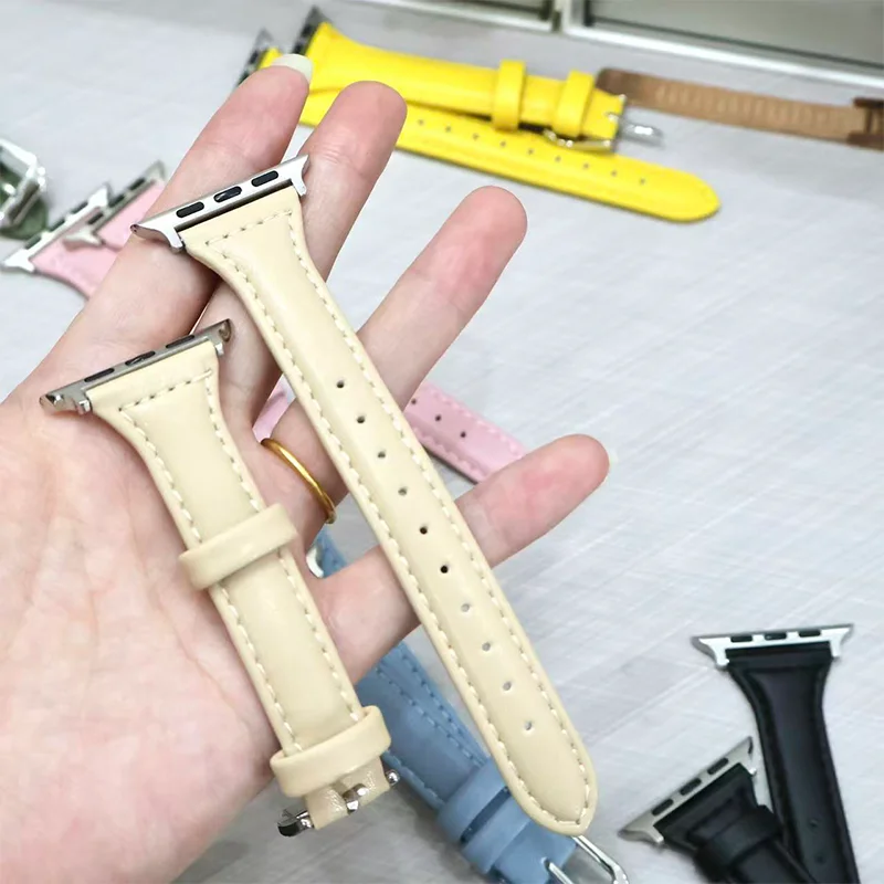 حزام جلدي نحيف + حافظة ماسية لساعة أبل سلسلة 11 10 9 8 7 6 5 SE Ultra iWatch band 42-46 مللي متر 41 مللي متر 40 مللي متر 44 مللي متر سوار نسائي