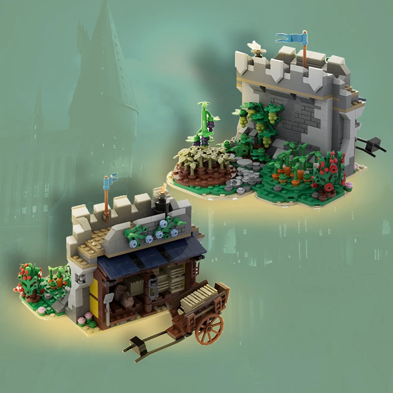 

MOC-155056 Medieval Rickyard And Farmland Model Street View Barrack Stable Scene Modular Model DIY Assemble Children Toys Gift