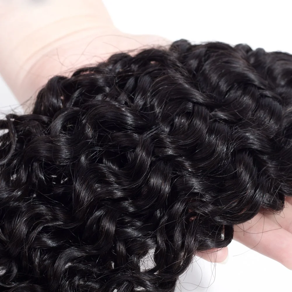 12A Brazilian Virgin Human Hair Deep Wave Deep Curly Wave Bundles Sew In Quick Weave Ponytail Closure Extensions 12-30 Inches