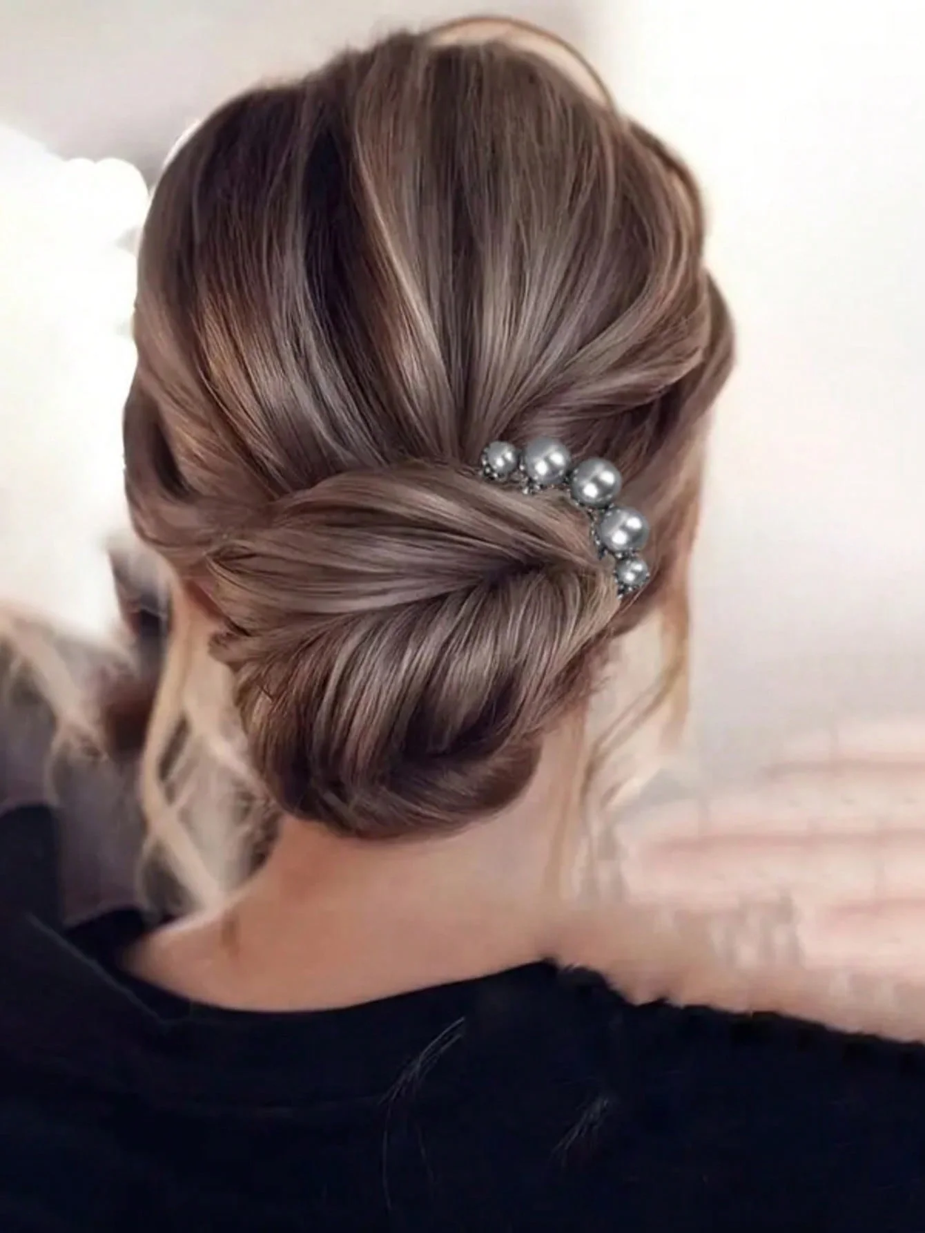 

Pearl U-Shaped Chinese-Style Hairpin with a High-End Feel, Gunmetal Black Hair Comb, Ancient Style Hair Accessory, 1 Piece