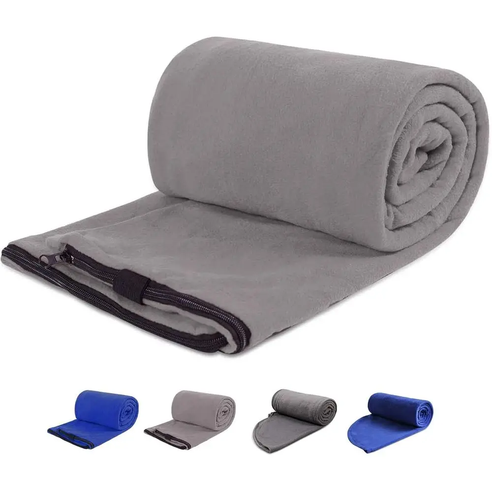 Sleng Bag Liner Adult, Grey | Warm or Cold Weather 75 Long Full Sized Zipper Camping Blanket Liner with Bag for Outdoor Indoor U