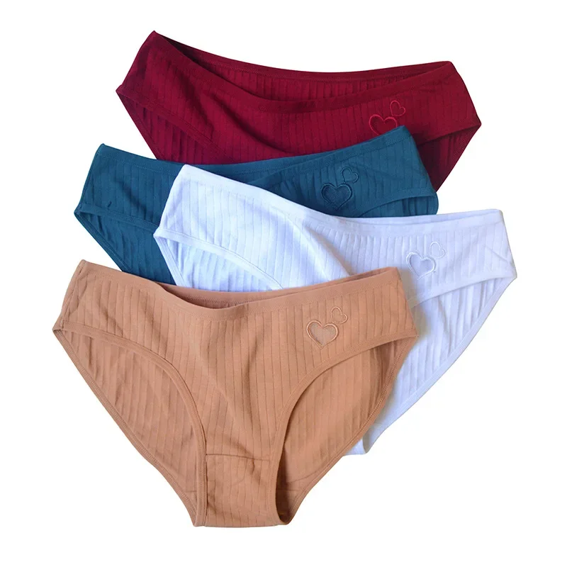 3pcs Women Panties Sexy Underwear Student Cute Mid-Waisted Briefs Female Ventilation Soft Cotton Women's Underpants