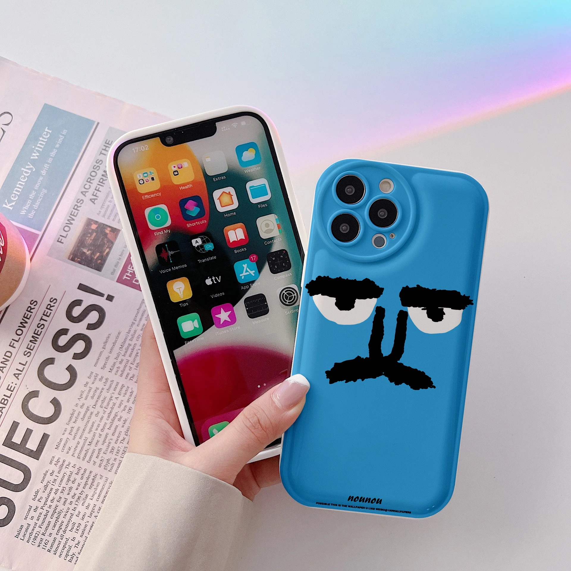 Lens Protection Upholstered Back Air Cushion Street Trend Brand NOUNOU Phone Case For iPhone11 12mini 13 14Pro Xsmax 8Plus Cover