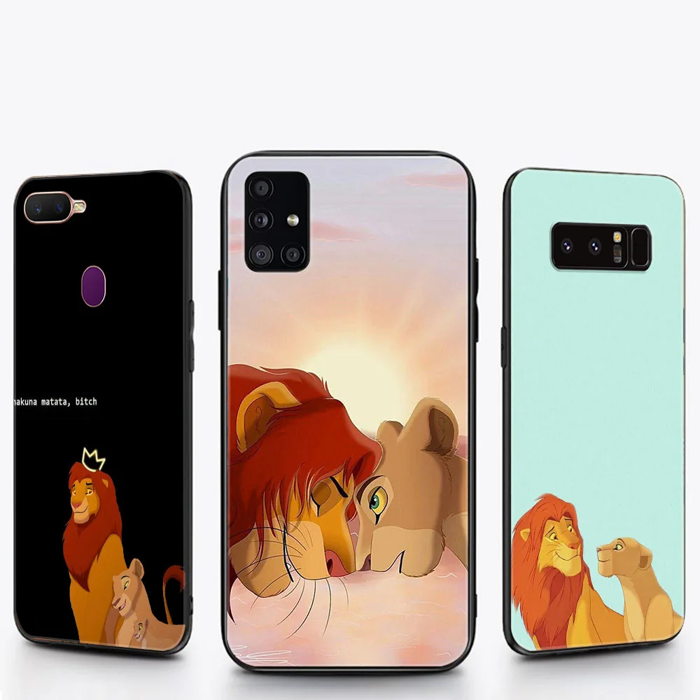 G-56 The Lion King Black Soft Silicone Case for iPhone XR XS Max X 15 Pro 6 6s 7 8 Plus SE 2020