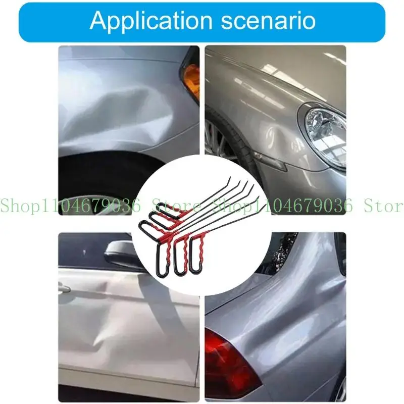 

652F Pack of 6 Metal Dents Repair Hook for Fixing Hails Damage on Car Body Repair Tool to Remove Dents Without Harming Paint