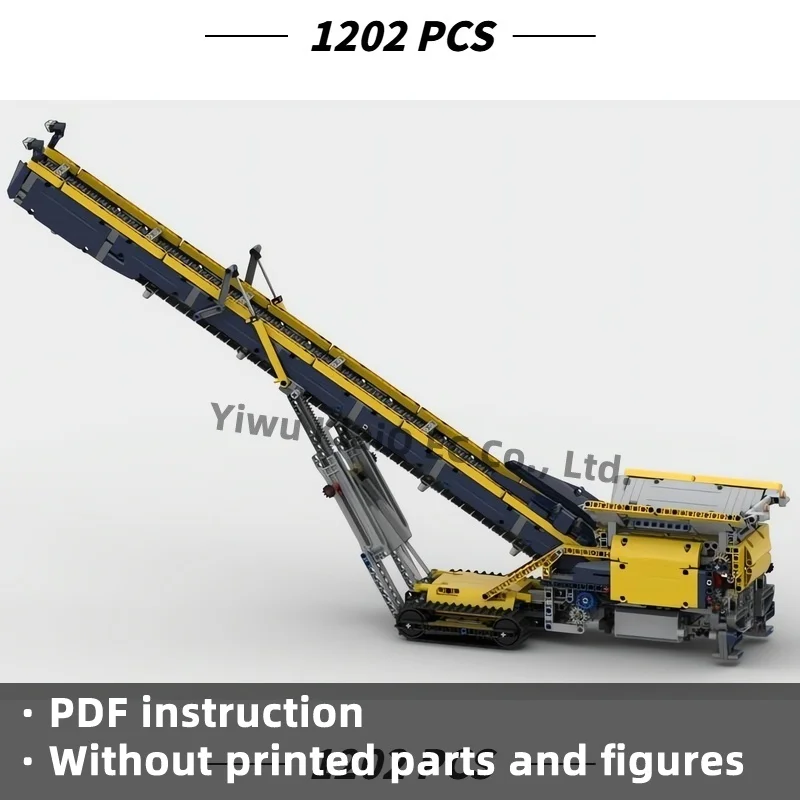 1202Pcs MOC City Engineering Mobile Conveyor Belt Feeder Building Blocks Mining Construction Equipment Bricks Model for Adults
