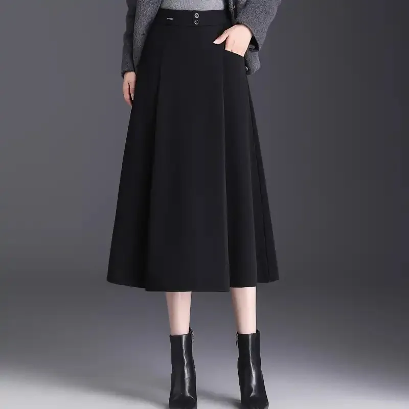 

Драпированная высокая талия, весна-осень, новая тонкая юбка средней длины, плиссированная юбка, юбка средней длины, бархат