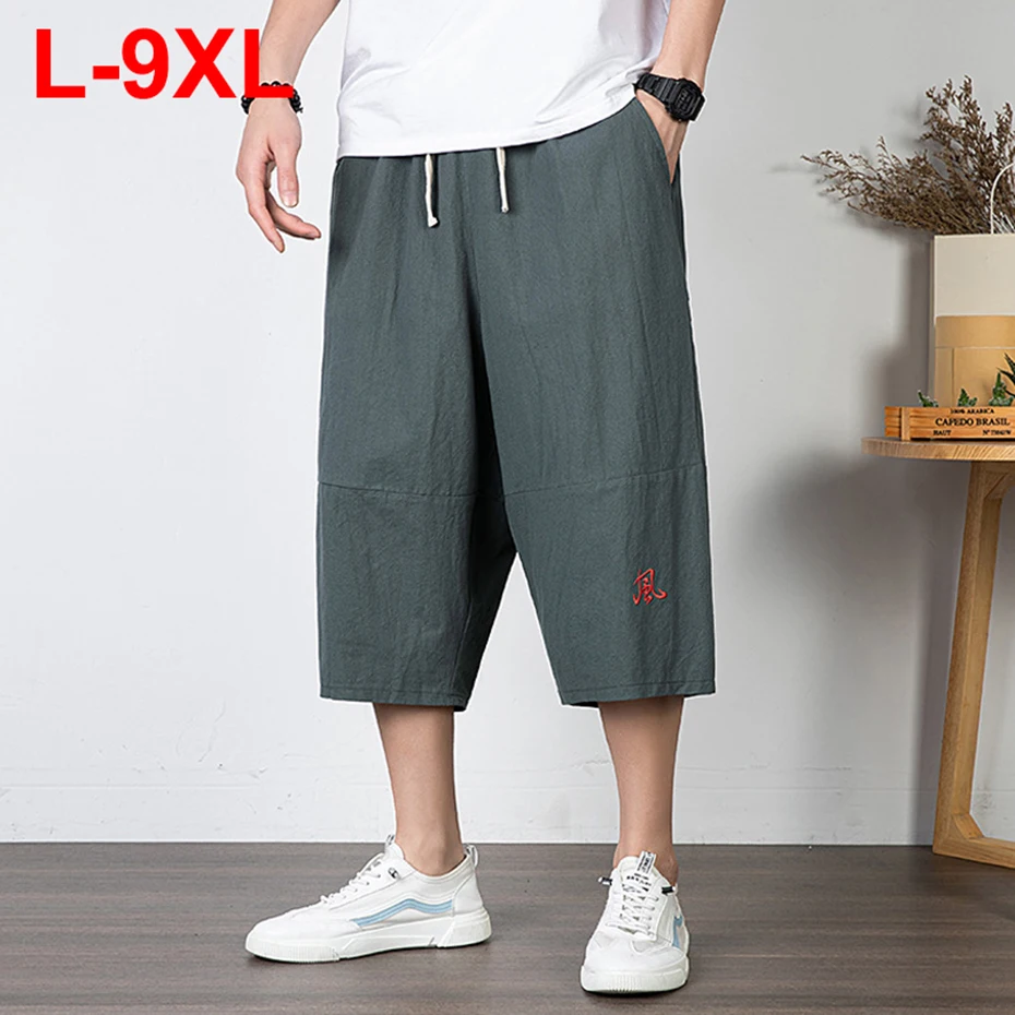 

9XL Plus Size Men Shorts Summer Loose Wide Leg Cotton Linen Shorts Man Big Size 7XL 8XL Shorts
