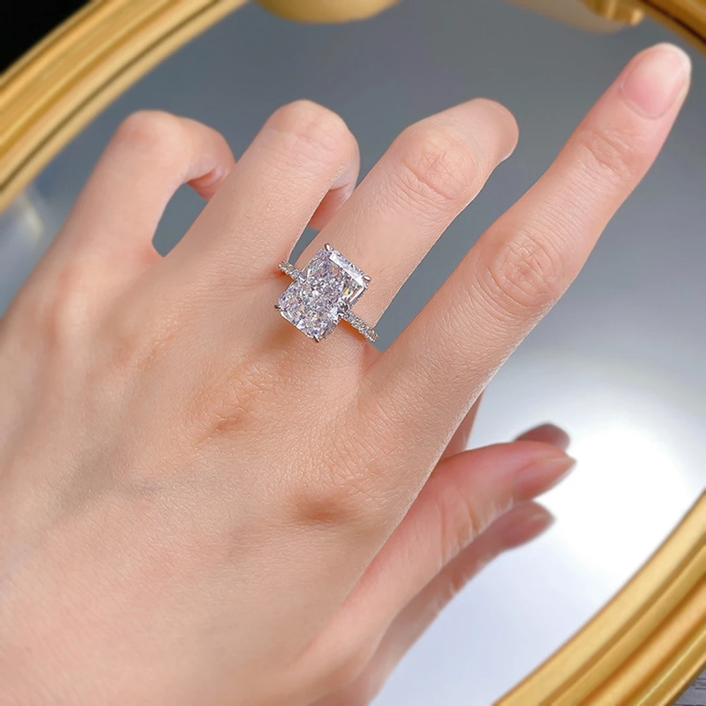 Yaranyan 925 Sterling Silver Crushed Ice Cut 9*13 MM Lab Sapphire Gemstone Engagement Ring for Women Fine Jewelry Wholesale