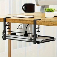 Under-Desk Cable Management Tray - No-Drill Steel Desk Cable Organizer For Office Desks Wire Socket Extension Management Tray
