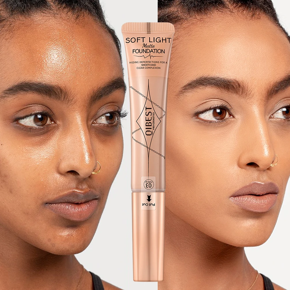 

QIBEST Matte Flawless Face Concealer Long-lasting Full Coverage Concealing Moisturizing Liquid Foundation Cream For Face Makeup