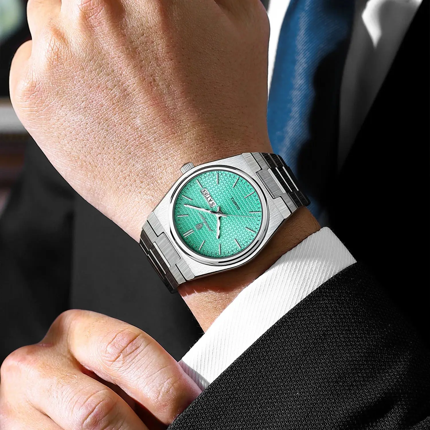 POEDAGAR أفضل رجل الأعمال ساعة مضيئة مقاوم للماء الفولاذ المقاوم للصدأ الرجال ساعة اليد تاريخ الأسبوع كوارتز موضة ساعات رجالية عادية