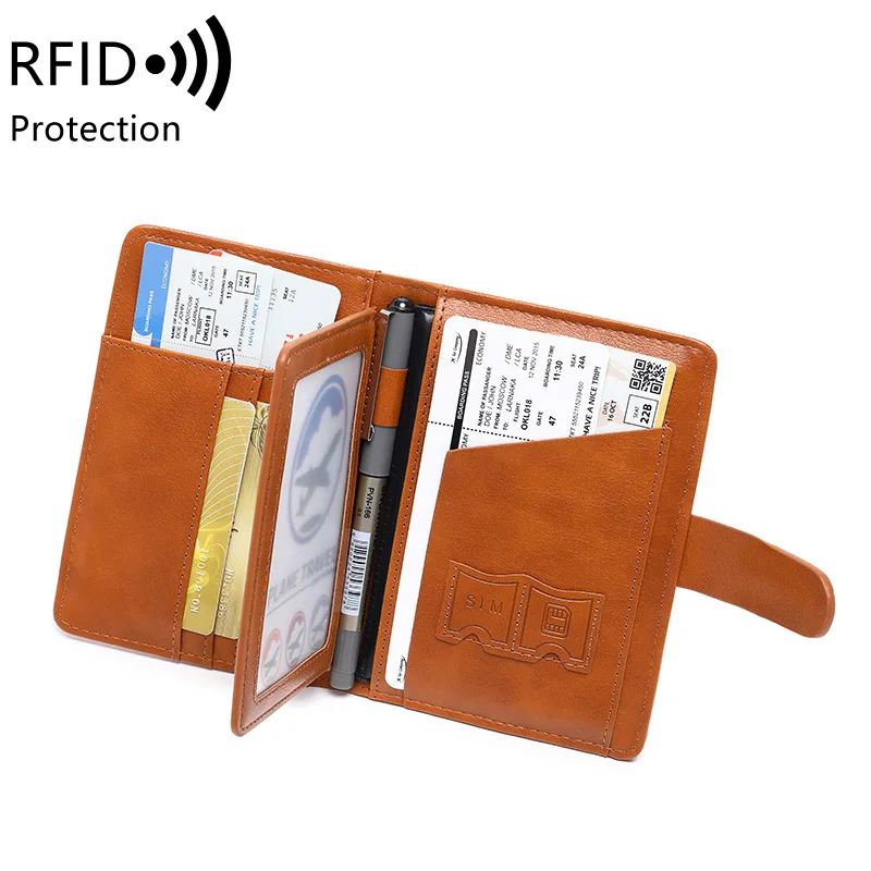 

Leather Passport Holder Cover Wallet Travel Essentials RFID Blocking Card Case International Travel Must Have Travel Accessories