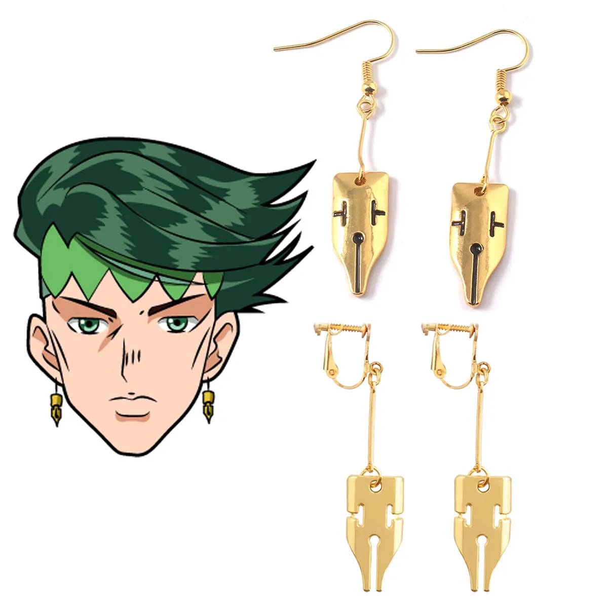 Men Novelty Accessories Party Anime JoJos Bizarre Rohan Kishibe Cosplay Drop Earrings