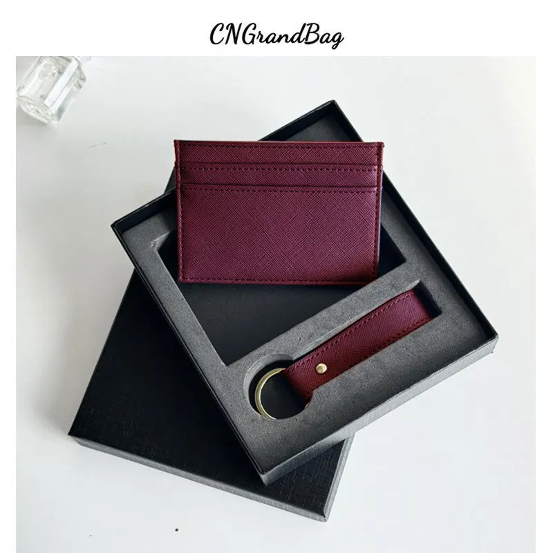 PU Leather Cross Pattern Large Capacity ID Card Bag Keychain Set Simple and Versatile Personalized Letters