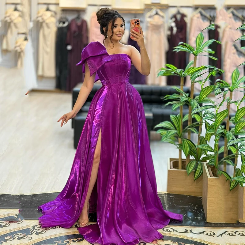 

Thinyfull Formal A-Line Prom Evening Dresses Saudi Arabia One Shoulder Split Party Dress Night Cocktail Prom Gowns Customized