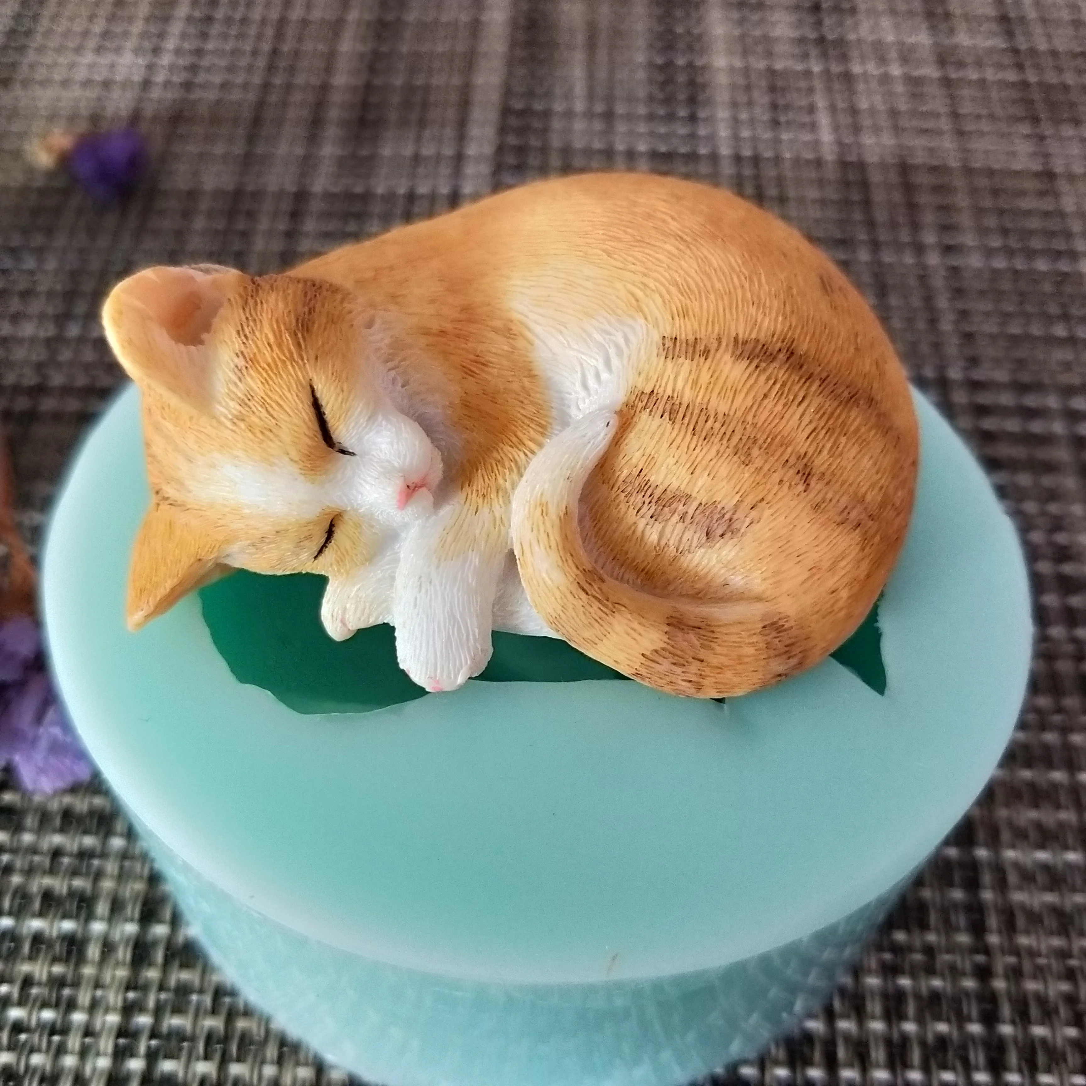 DW0146 PRZY Mold Silicone Soap Mould Kitten Sleeping Cat Mini Cat Handmade Soap Making Molds Candle Mold Silicone Resin Clay