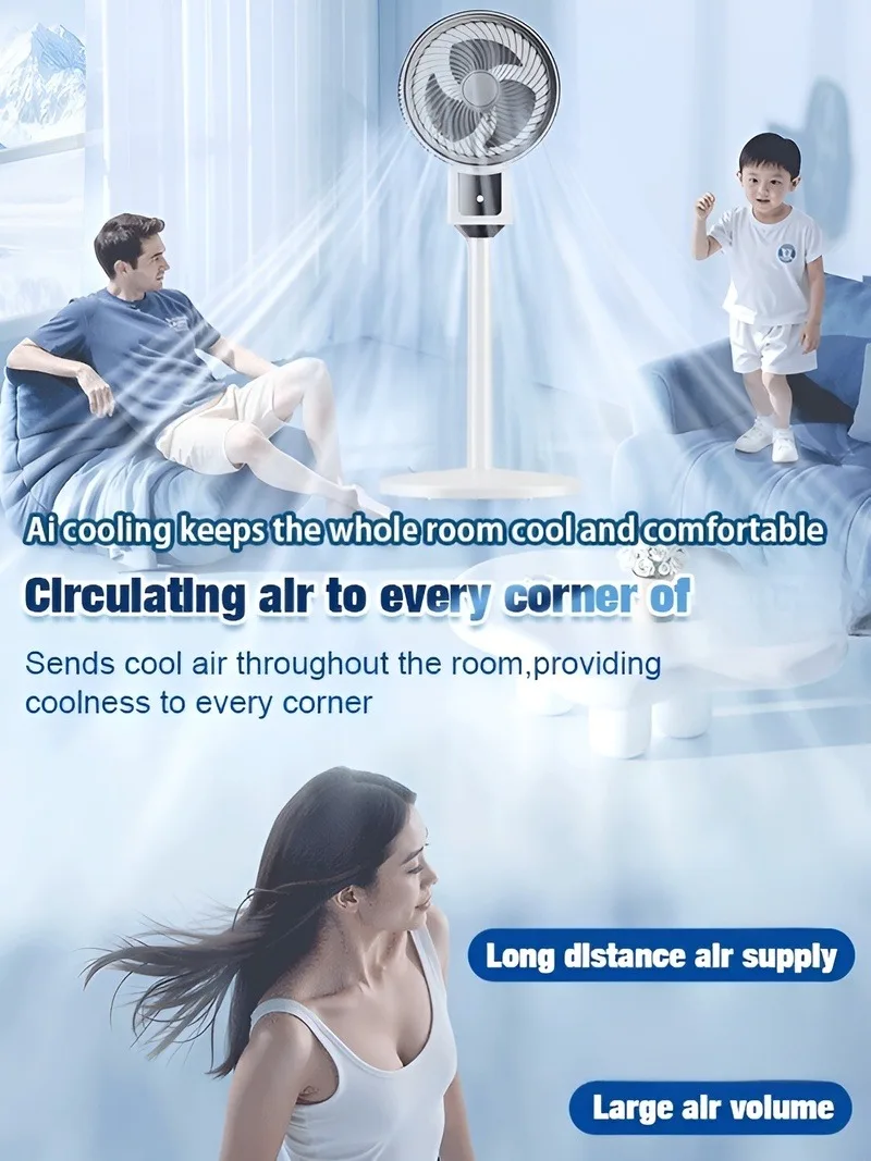 Ultra-Quiet Floor-Standing Fan Energy-Saving Air Circulation Fan 3 Speed Turbo Silent Stand Fan Adjustable Floor Fan Home Office image 4