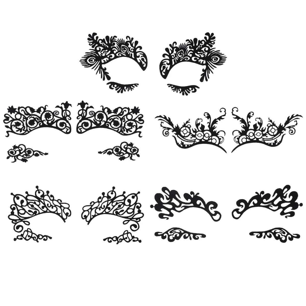 

5 Pairs Gothic Prom Lace Eye Stickers Halloween Glitter Eyeshadow Face Mask Stencil Temporary Paper Cut Tattoo Eyeliner