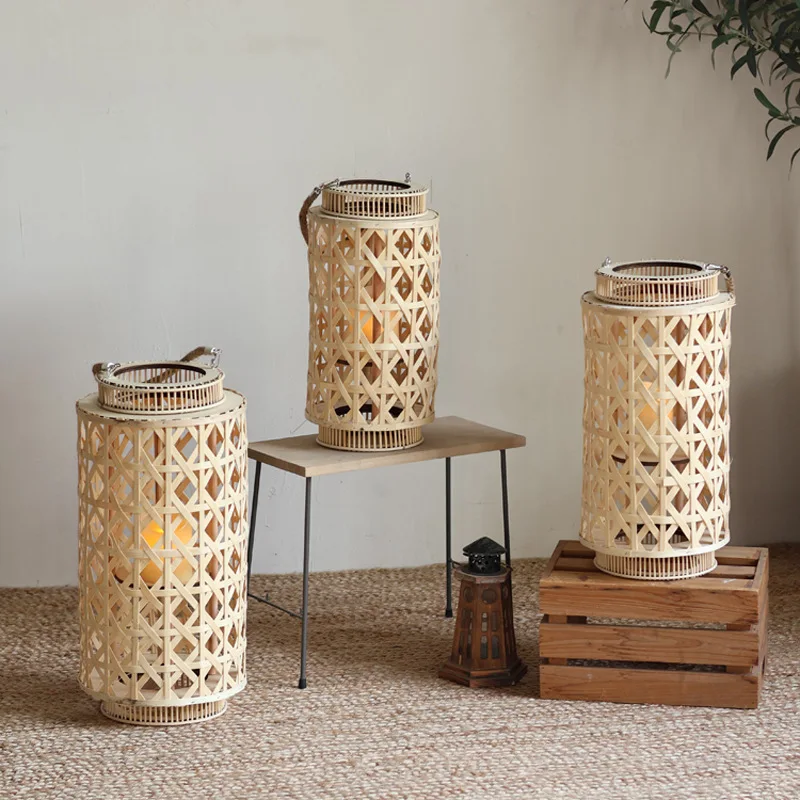 

Japanese-style bamboo wind lamp hollow design natural and simple candlestick warm and romantic atmosphere retro decoration ornam