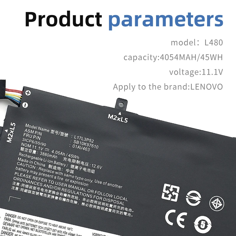 Imagem -05 - Substituição de Bateria para Lenovo Thinkpad L17c3p52 L480 L490 L580 L590 L14 L15 L14 L14 L14 L15 Série L17m3p53 L17l3p52 L17c3