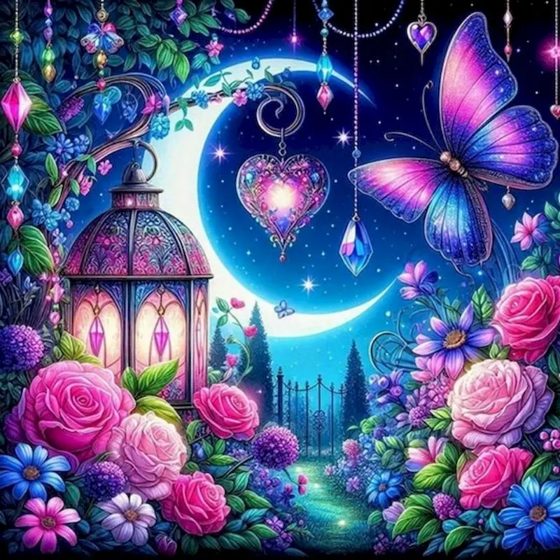 

SDOYUNO DIY Diamond Painting Cross Stitch Butterfly Animal Lamp Diamond Mosaic Moon Cartoon Crafts Kit Handmade Hobby