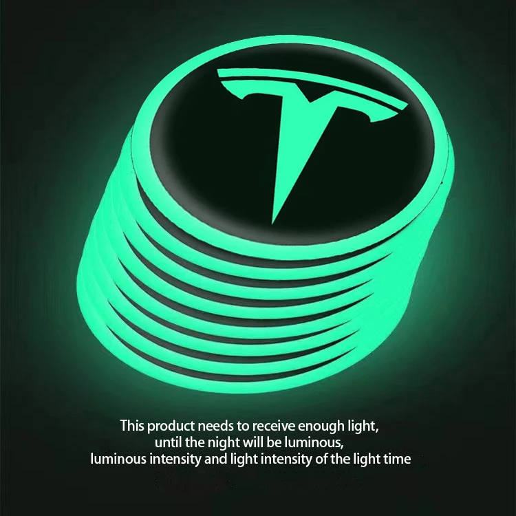 Tesla cars glow-in-the-dark sticker wheel hub Creative rear window decorative sticker decorative warning modified car sticker