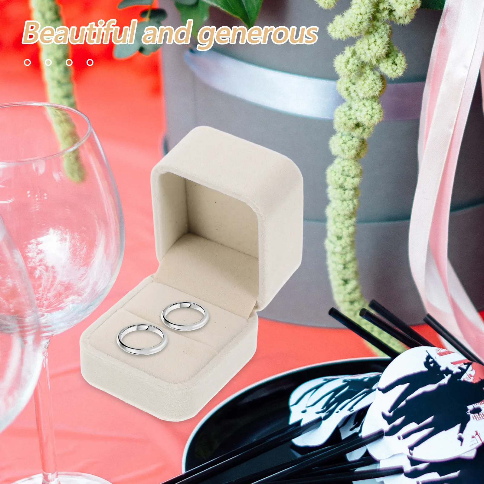 

Velour Ring Box Square Soft Jewelry Case Proposal Engagement Wedding Gift Organizer Travel Small Jewelry Display