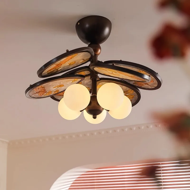 Japanese Mid Ancient Iron Ceiling Lights Designer Dining Table Retro Glass Hanging Lamps Restaurant Cafe Kitchen Lighting Decor