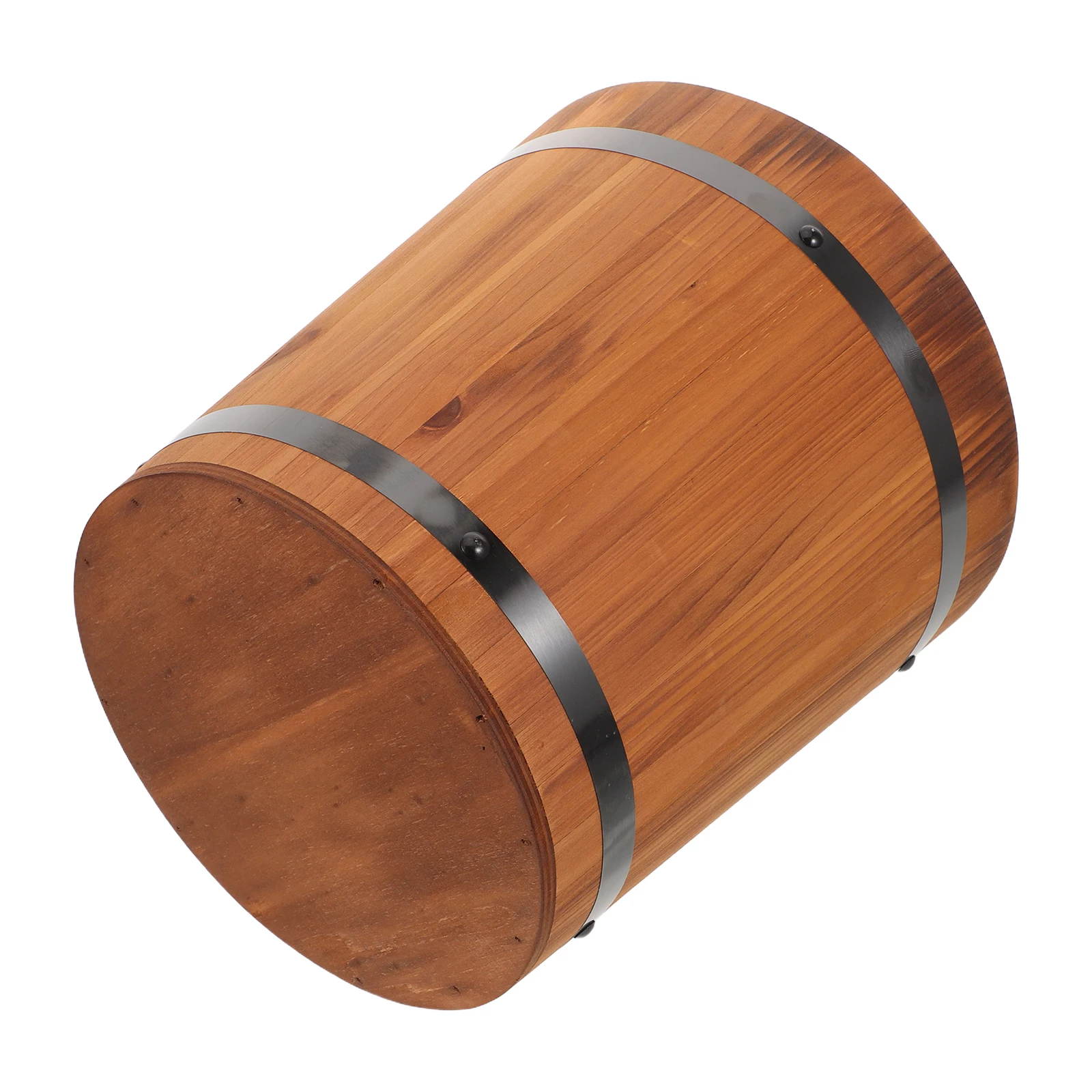 

Natural Wood Rice Bucket Large Capacity Grain Container Cereal Dispenser Wooden Bucket For Home Storage Flower Pot Planter