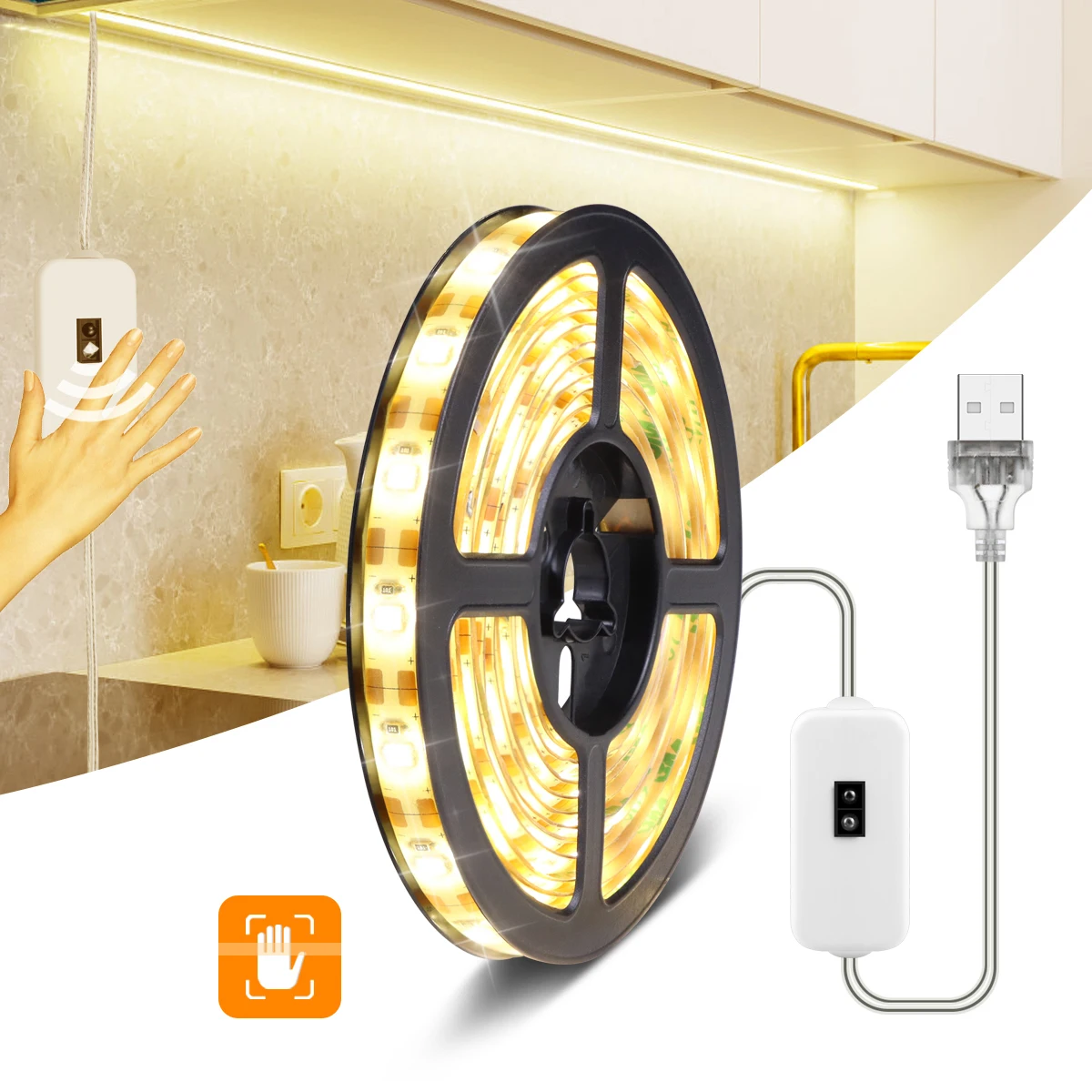 LED Strip Lamps USB Motion DC 5V LED Backlight TV Kitchen Hand Sweep Waving Rechargeable Sensor Lamps diodeWaterproof Lights