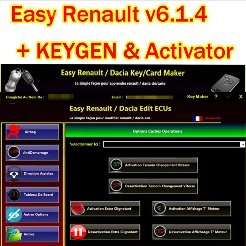 

Easy Renault 6.1.4 Программное обеспечение для Renault ECU Programmer Clear Crash Airbag Card Keys UCH Cleaner РАБОТА с OBDLink Renolink