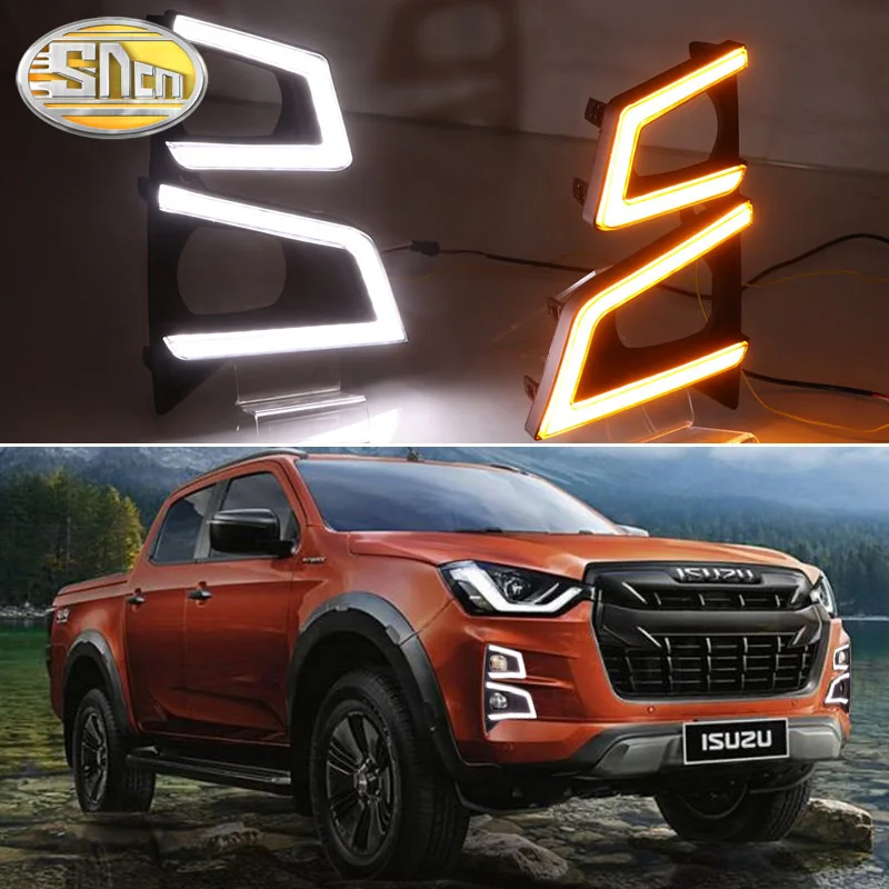 

SNCN LED Daytime Running Light For ISUZU D-max Pickup 2020 2021 Yellow Turn Signal Relay Waterproof 12V DRL Fog Lamp Decoration