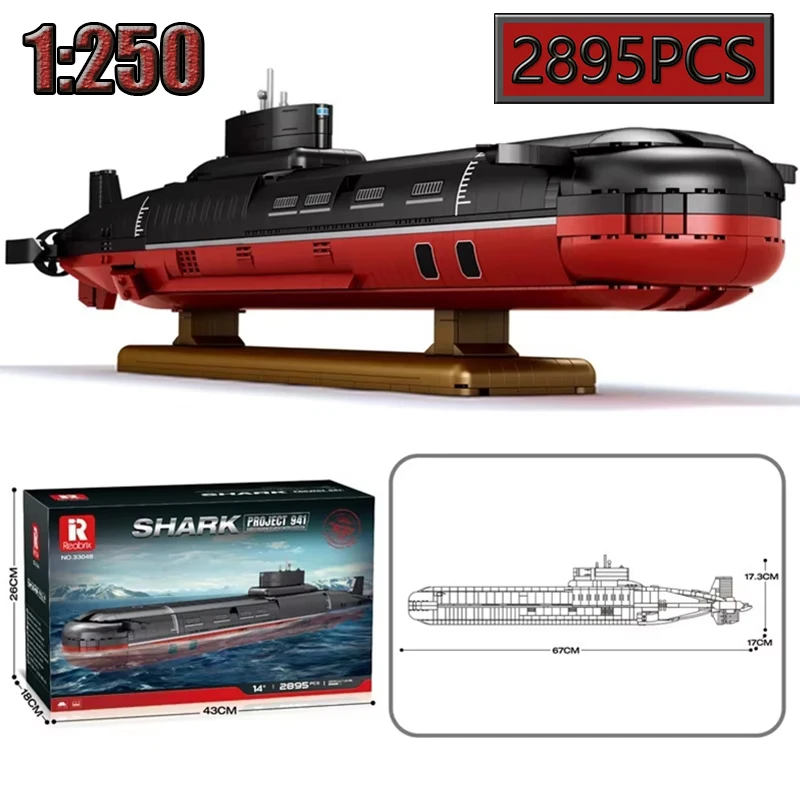 MOC 2895PCS 1:250 Military Creative Simulation Typhoon Class Submarine Model Building Blocks Children's Puzzle Toy Birthday Gift