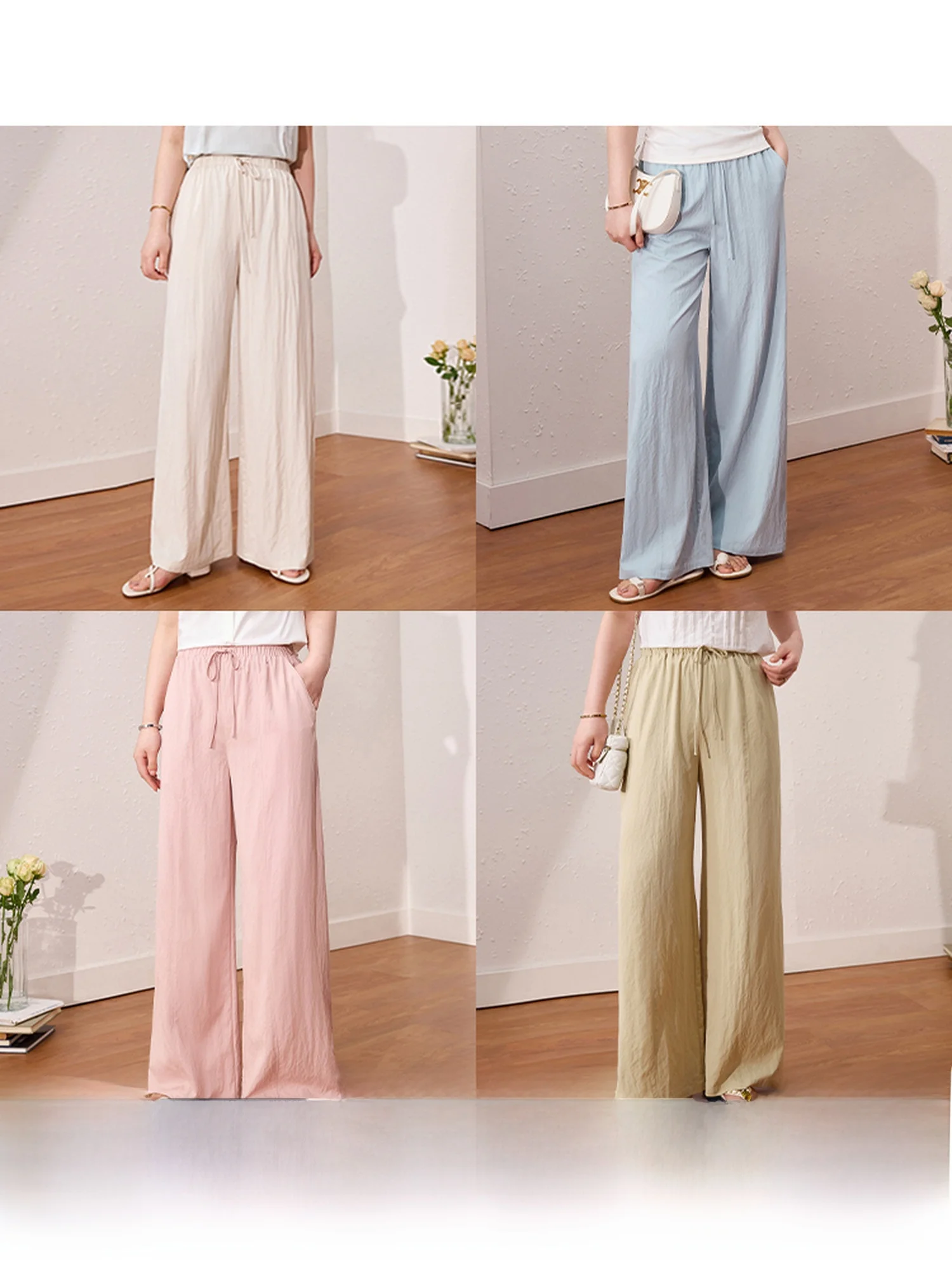 

Blue Language plus Size Women's Lightweight Cool Feeling Dopane Air Conditioning Pants Summer Loose Super Slim Wide Leg Pants