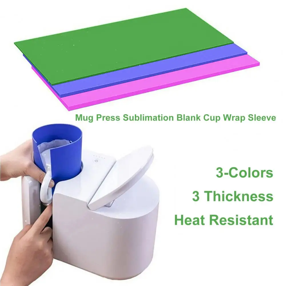 3Pcs Sublimation Tumbler Wrap 3 Thickness Heat Resistant Silicone DIY Mug Press Sublimation Cup Wrap Sleeve Home Supplies