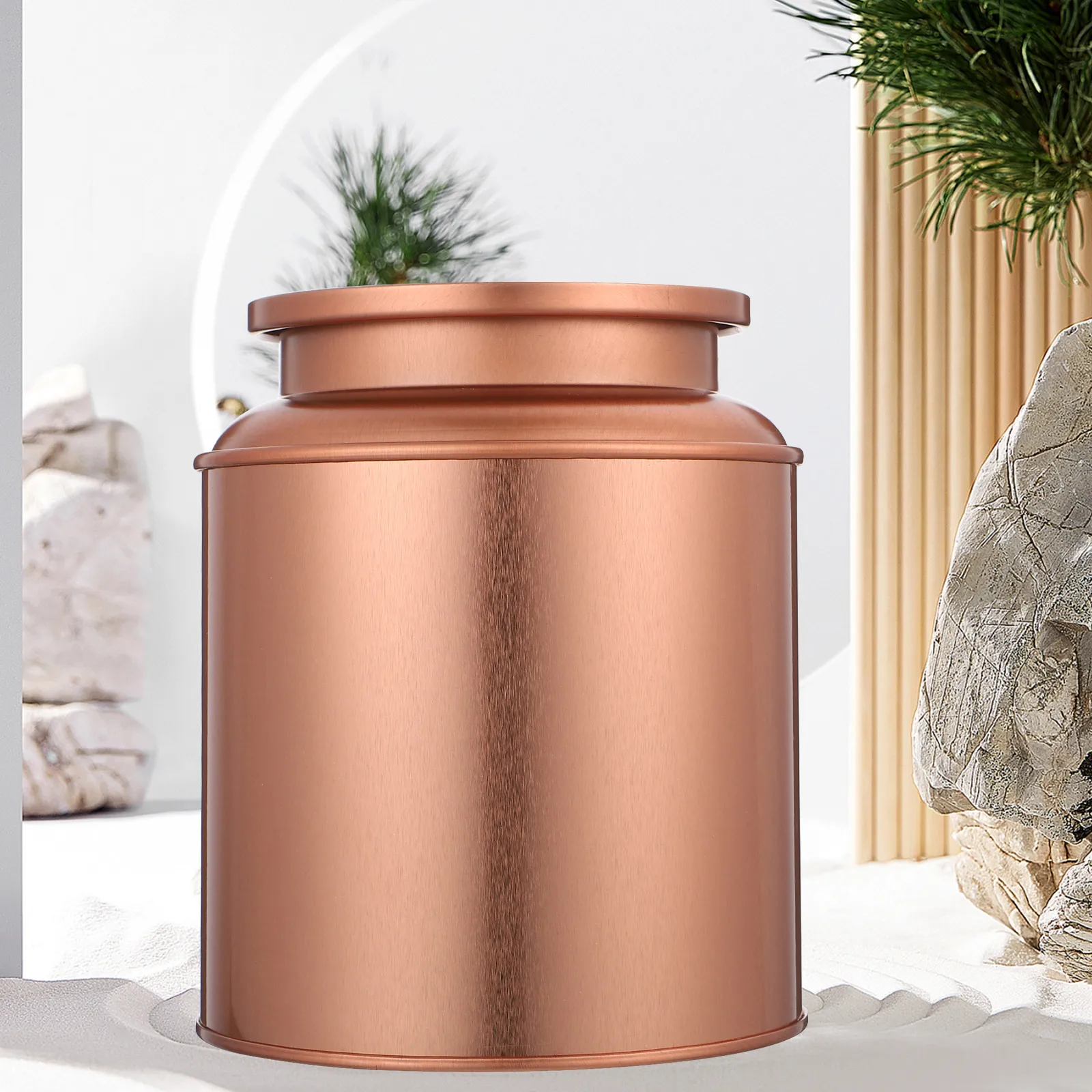 

Tea Airtight Jar Leaves Storage Can Jars Tank Holder Container Tinplate Office