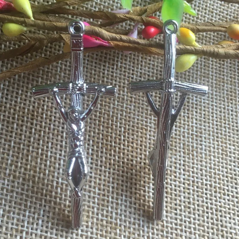 40pcs/pack Big one Hole Alloy Rosary Cross Rosary Crucifix Thick Religious Pendant with Jesus