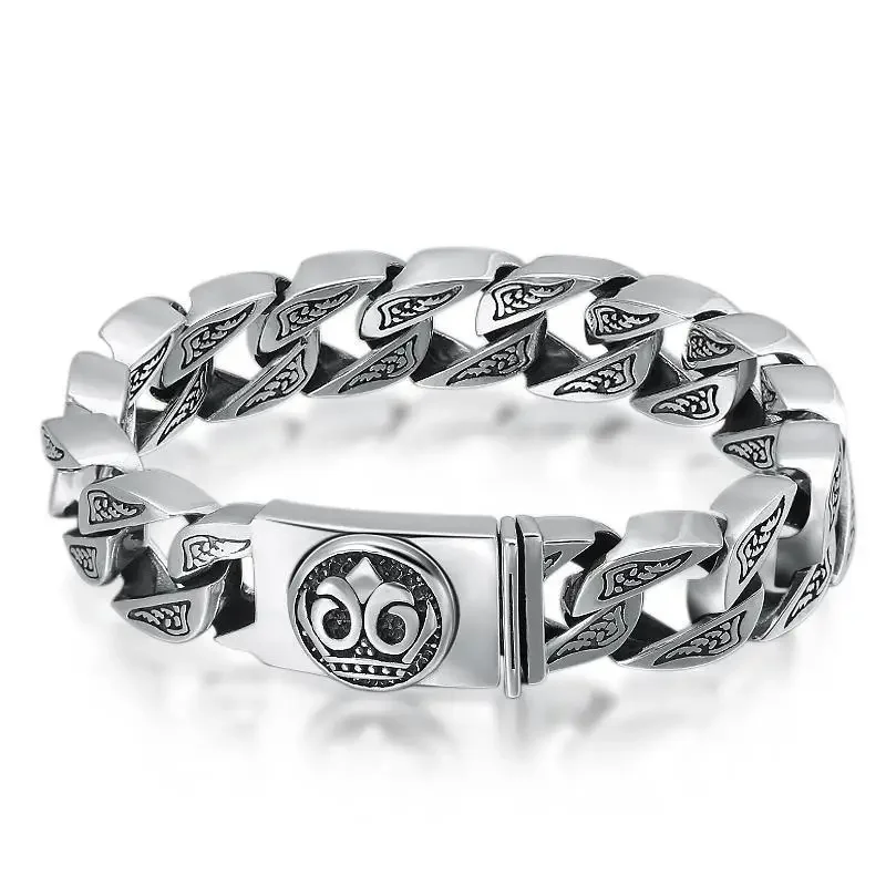 Braccialetto in argento Sterling retrò S925 personalità moda locomotiva amici prepotente e ruvido per i regali di festa degli uomini braccialetto