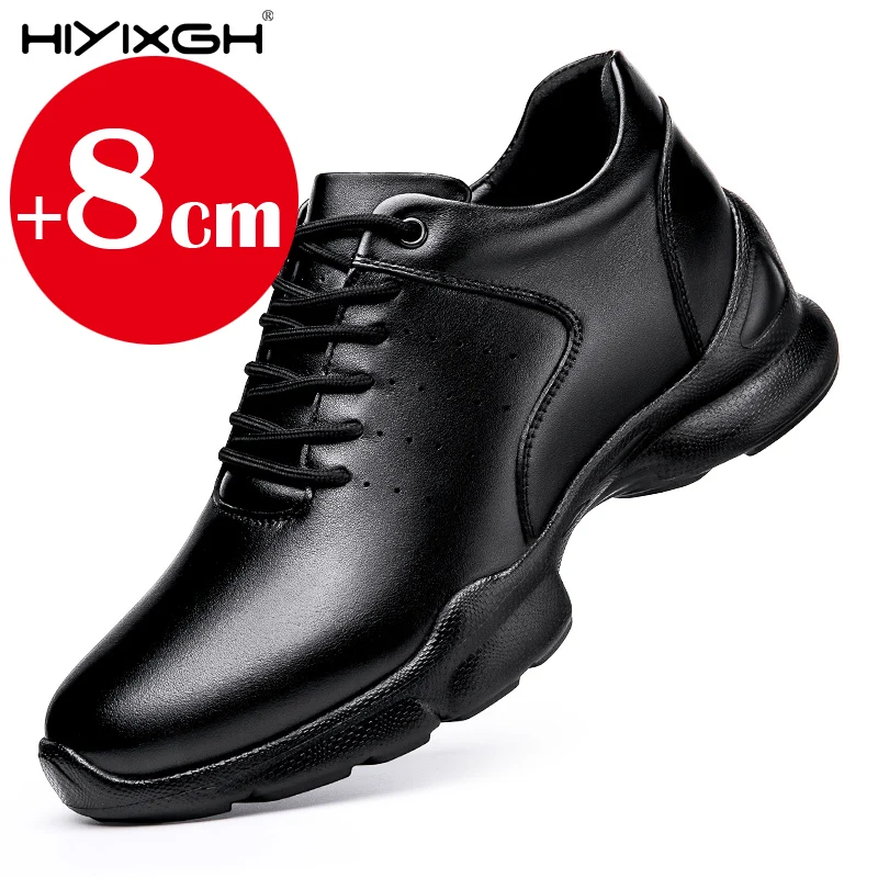 Unisex-Elevator-Oxfords aus weichem Rindsleder, 8 cm Höhe, zunehmend, bequem, leicht, Pendeln, für Herren und Damen, lässige Lift-Sneaker