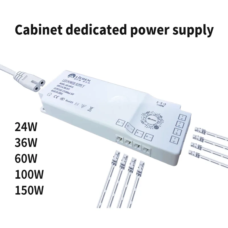 Strip Power Supply Dupont Port 12V 24w 36w 60w 100w 150w Light Power Adapter Use for Cabinet Cupboard Kitchen LED Light