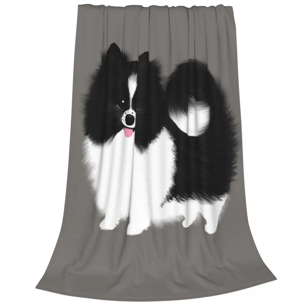 Black And White Parti Pomeranian Fluffy Dog Blanket Flannel Sofa Throw Blankets For Couch Bedding Travel Throws Bedspread Quilt