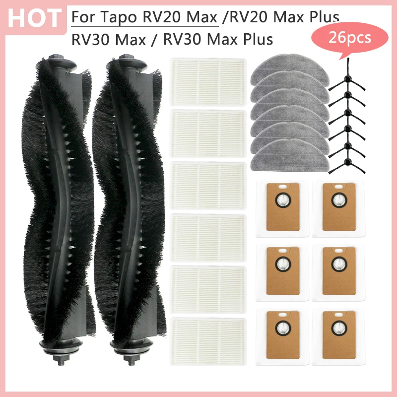 Für Tapo RV20 Max /RV20 Plus /RV30 Max /RV30 Plus Roboterstaubsauger Hauptbürste Seitenbürste Staubbeutel Hepa-Filter Zubehör