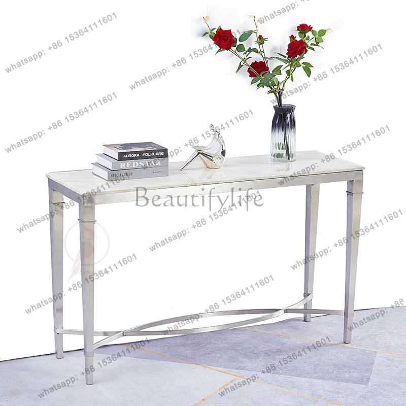 Nordic modern simple light luxury entrance table stainless steel end view table partition