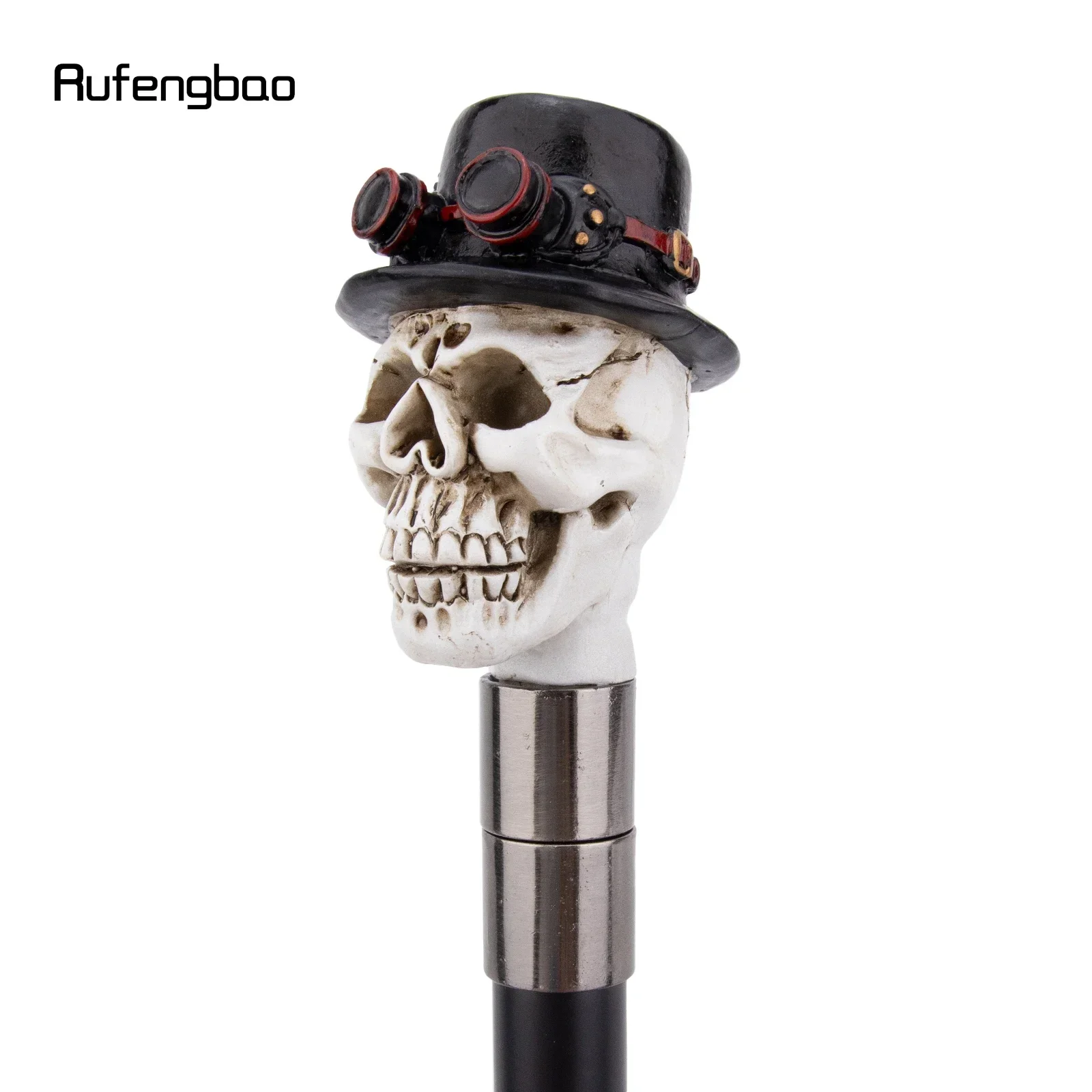 Sombrero negro de resina amarilla, bastón para caminar con cabeza de calavera, palo de acero decorativo a la moda, perilla de bastón de Cosplay elegante para caballero, báculo de 95cm