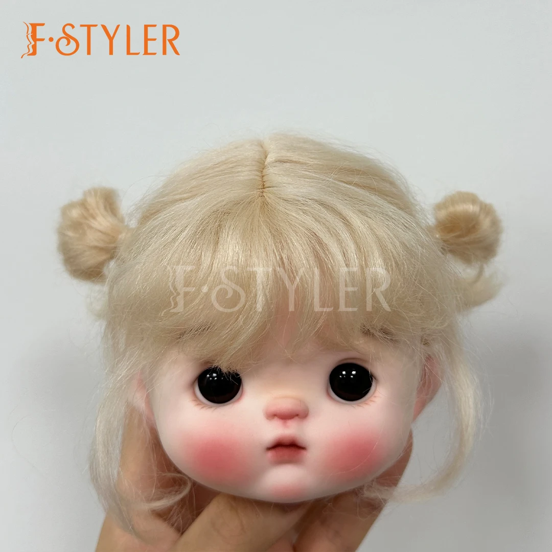 FStyler BJD Wig Mohair Soft Hair for 1/4 1/3 Doll Wigs Double Ponytail Fit 9-10 Inches Head