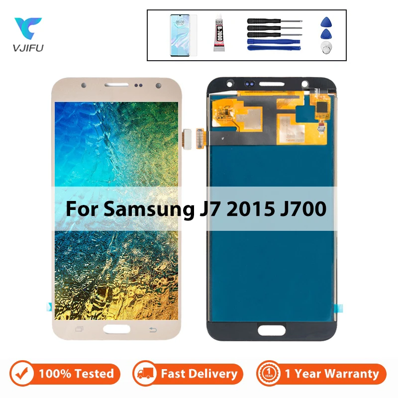 For Samsung J7 2015 J700 LCD Display J700F J700F/DS J700H/DS J700M J7 Touch Screen Replacement with Free TemperedFilm Glue Tools